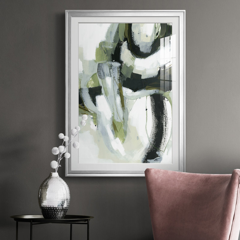 Onyx vert I - art mural encadré, H 30,5 po x l 22,5 po, Argent argent
