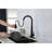Black Pull Down Kitchen Faucets, Matte Finish, Single Handle, Deck Mounted, Easy To Control Water Temperature Modern Sink Faucet With , , Installation-177930602