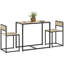 Ensemble de table de salle à manger en chêne 3 pièces pour 2 personnes, ensemble de table de cuisine compacte et chaises, ensemble de salle à manger pour petit-déjeuner résistant aux égratignures