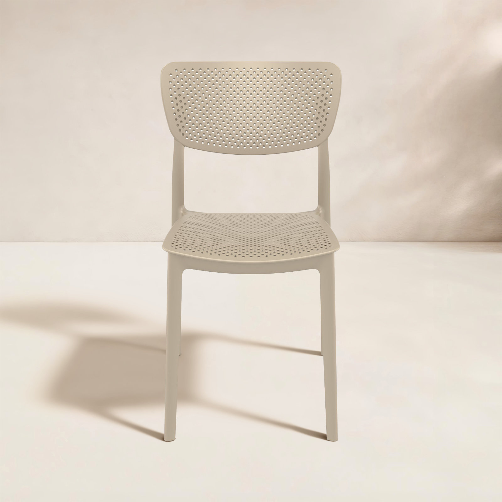 Farrah Stackable Patio Side Chair, Taupe