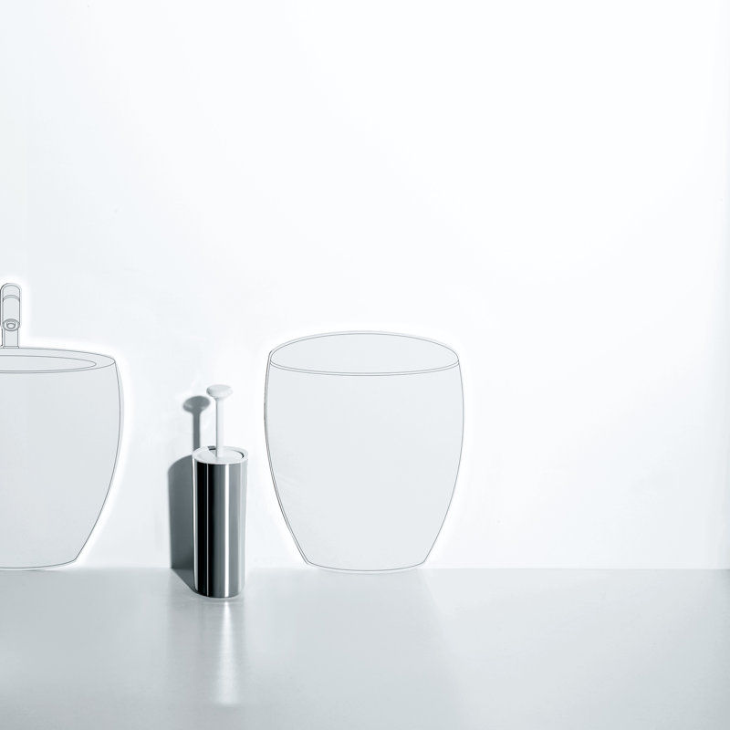 Silver Freestanding Toilet Brush with Holder