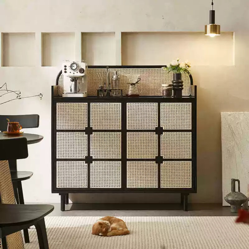 Retro Style Large Capacity Sideboard, Black