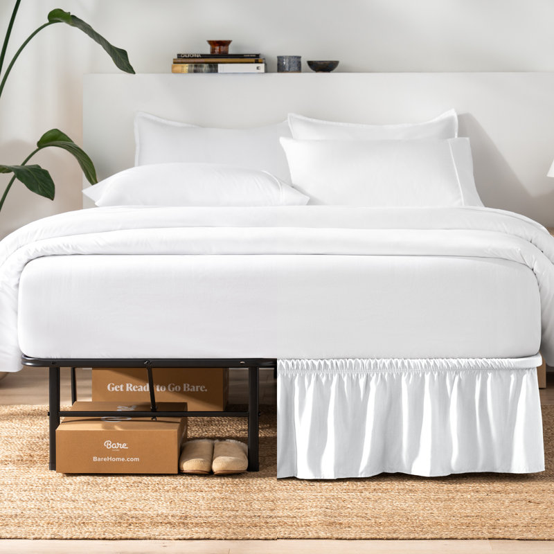 Ruffled Wrap Around Bed Skirt, White, King