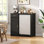 Mini armoire de réfrigérateur, armoire à café avec espace de rangement pour réfrigérateur et rangement pour bouteilles de vin avec prises de courant, convient au réfrigérateur de 24 po, mini support de réfrigérateur et armoire à vin avec buffet pour la salle à manger de cuisine noir FC4FC71F6FD74010A0FE1DCB8D348D79