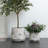 17.3'' D Round Rustic Planter, Distressed Indoor Outdoor Plant Pot with Drainage Hole-1995519055