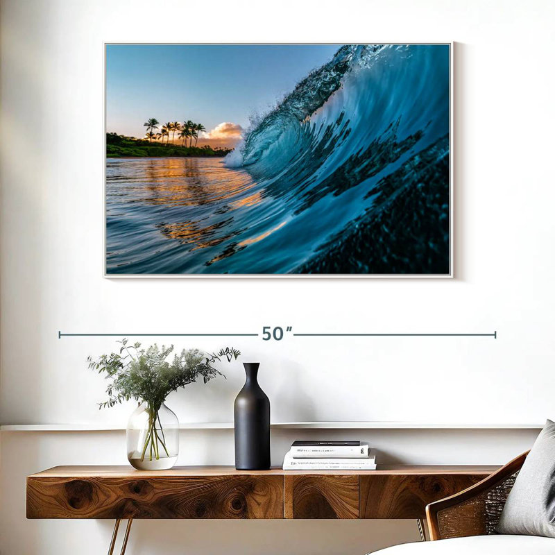 Vague du matin, Cadre flottant blanc, 40 po x 27 po