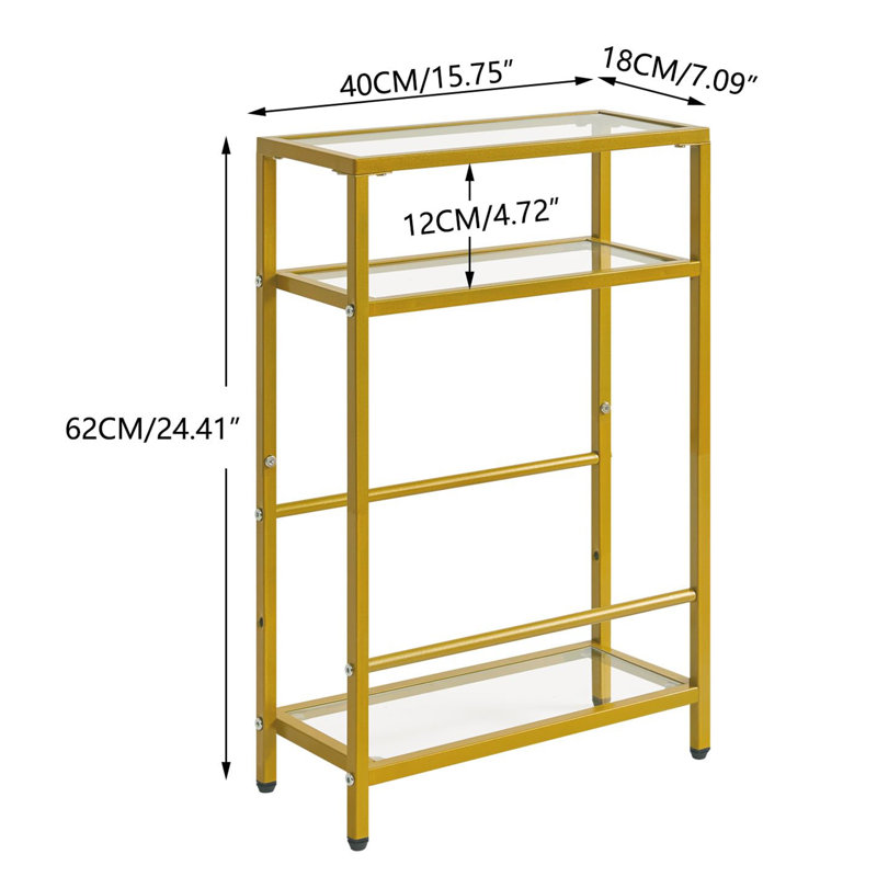 Amoz Glass Top End Table, Gold