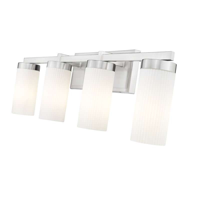 Coiffeuse Danica, H 9 po x l 29,5 po x P 5,5 po, Nickel brossé, Quatre lumières