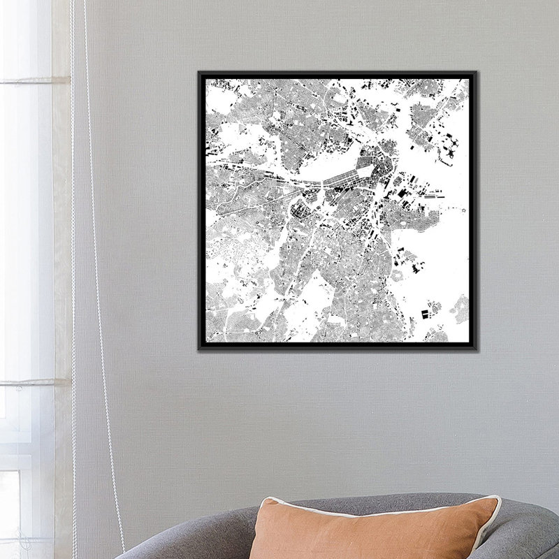 «Boston» par Urbancam - impression sur toile tendue, H 26 po x l 26 po x P 1,5 po, Toile avec cadre noir, Pas de tapis