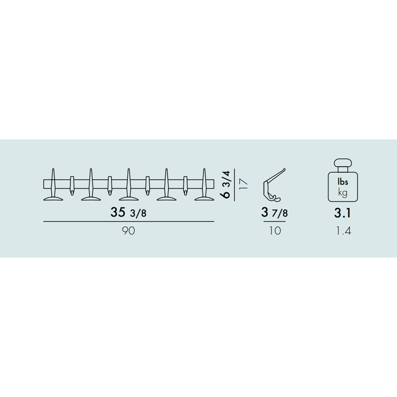 Wall Mounted Coat Rack, Transparent Orange Red, Large