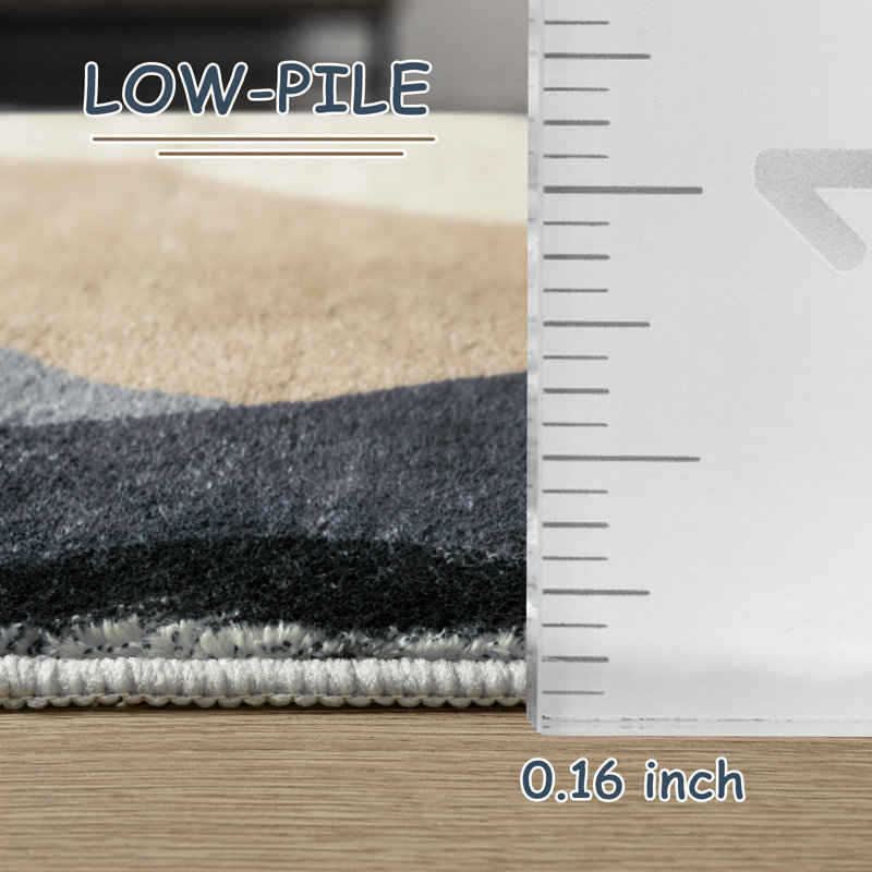 GST Fluid Mountainscape Area Rug – Vibrant Bohemian Accent with Non-Slip Backing, Rectangle 5' x 7'