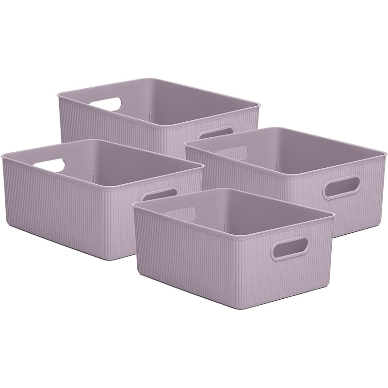 Ensemble de boîtes en plastique nervuré, 4, Lilac