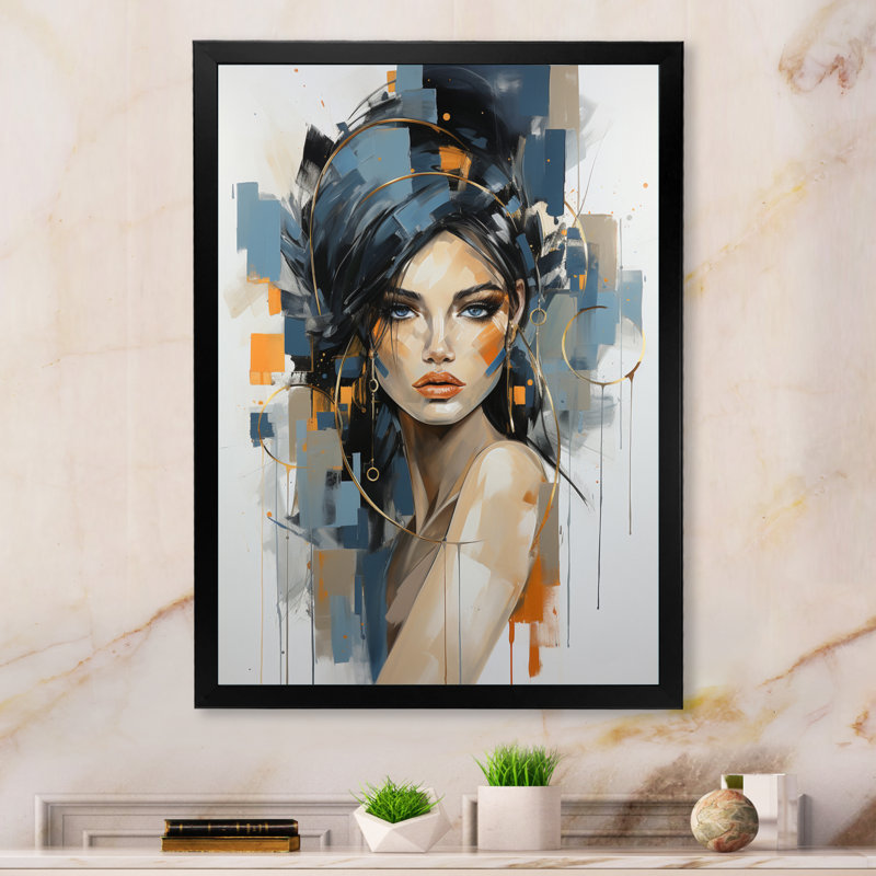 Valentino Fashion Portrait II - Décoration murale tendance, H 40 po x l 30 po x P 1,5 po, Cadre simple noir