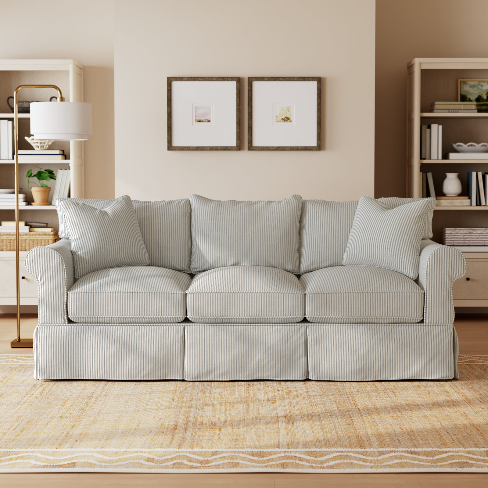 Amari 89'' Sofa, Cruise Adrift Striped Basketweave