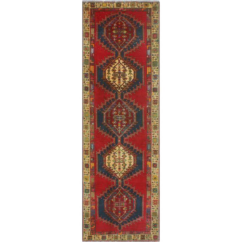 One-of-a-Kind 3'2" X 10' 1980s Runner Wool Area Rug in