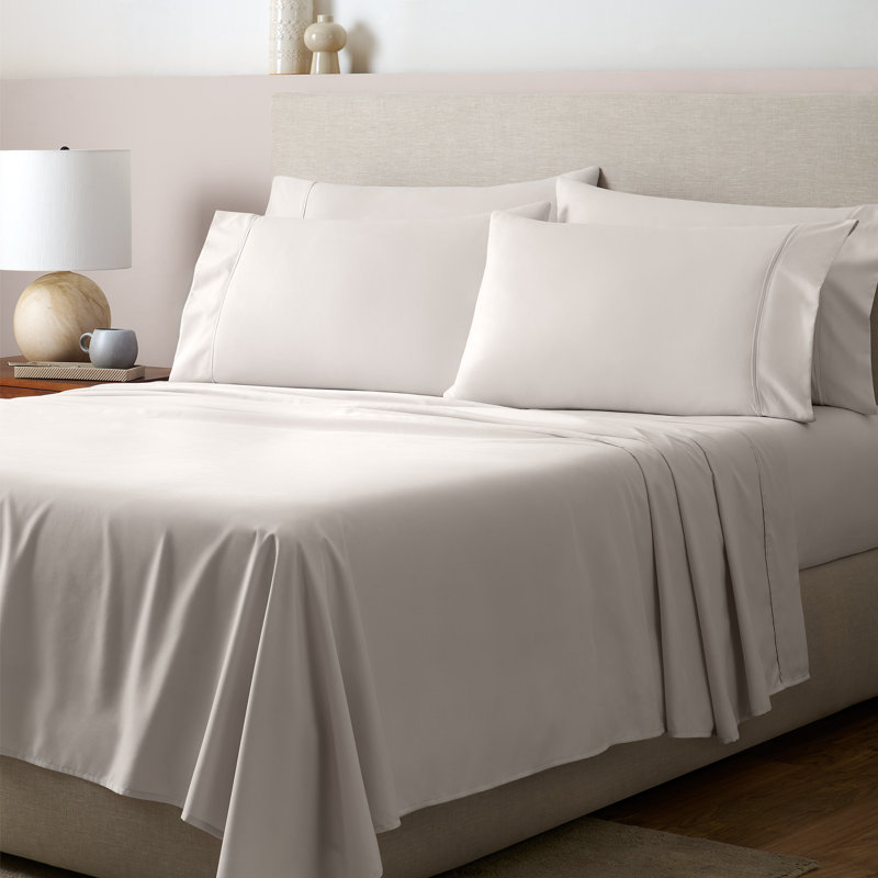 GAIAM Microfiber Cooling Wrinkle-Resistant Sheet Set, Silver Cloud, Full Sheet Set with 4 Pillowcases