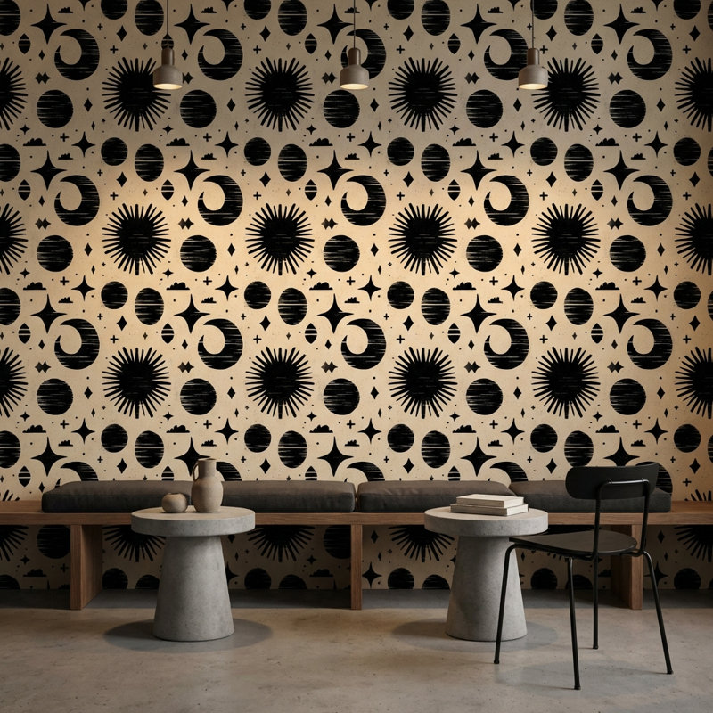 Papier peint abstrait moderne avec motif floral autocollant, Non-Woven Non-Pasted