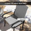 Ensemble de 4 chaises grises et en acier, avec dossier haut, pour une utilisation intérieure et extérieure, siège confortable.
