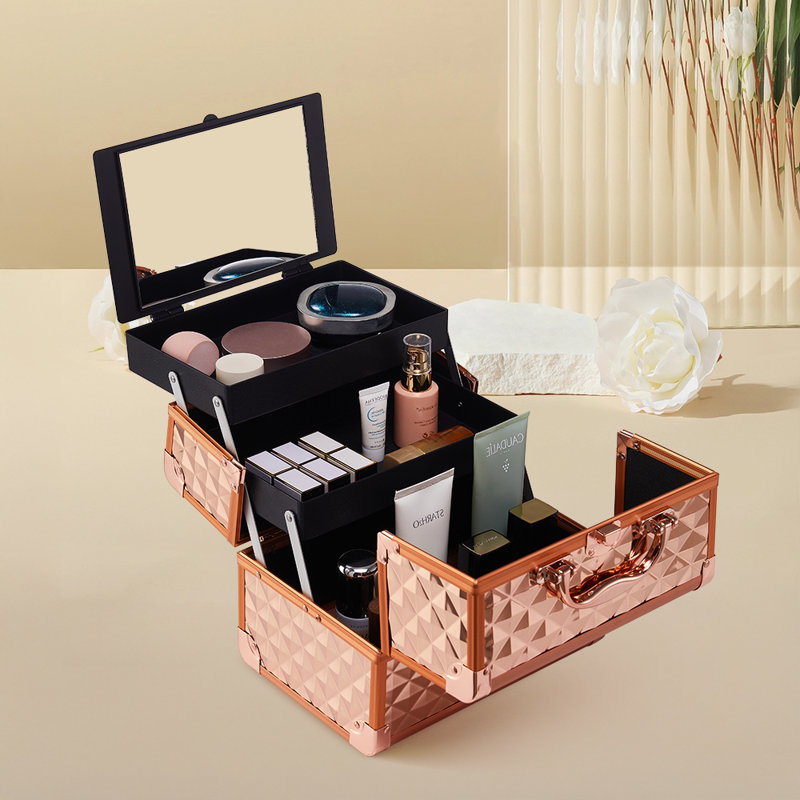Makeup Box Professional Cosmetic Organizer Storage Box with 6 Trays