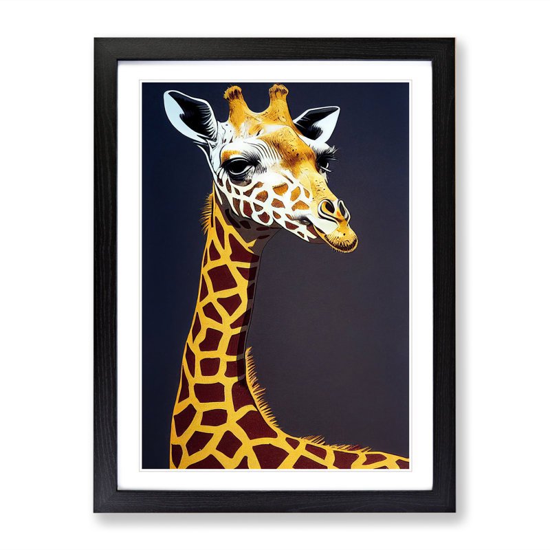 Striking Giraffe - Framed Print, Black, 34cm H x 25cm W x 2cm D