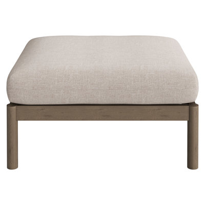 Eleni Square Outdoor Teak Wood Ottoman in Weathered Gray Pebble