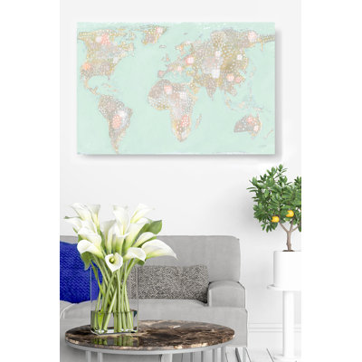 carte du monde artistique, vert menthe, carte du monde, taches, conceptuel, beige, brun clair, crème, or, rose, géographie, Continents