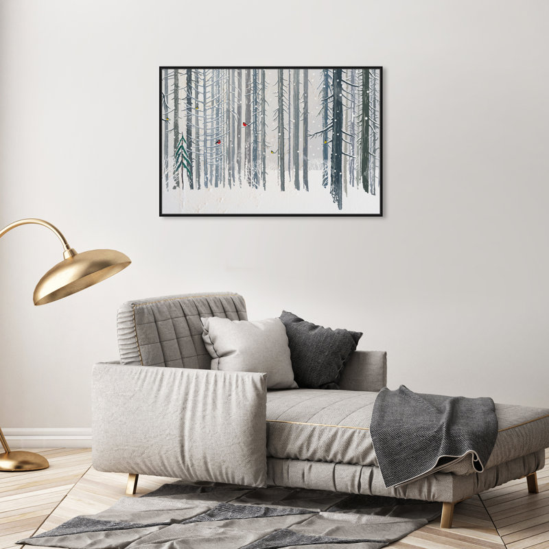 «Snow Breeze Trees», reproduction d'impression sur toile, Toile avec cadre noir, H 24 po x l 36 po x 1,5 po