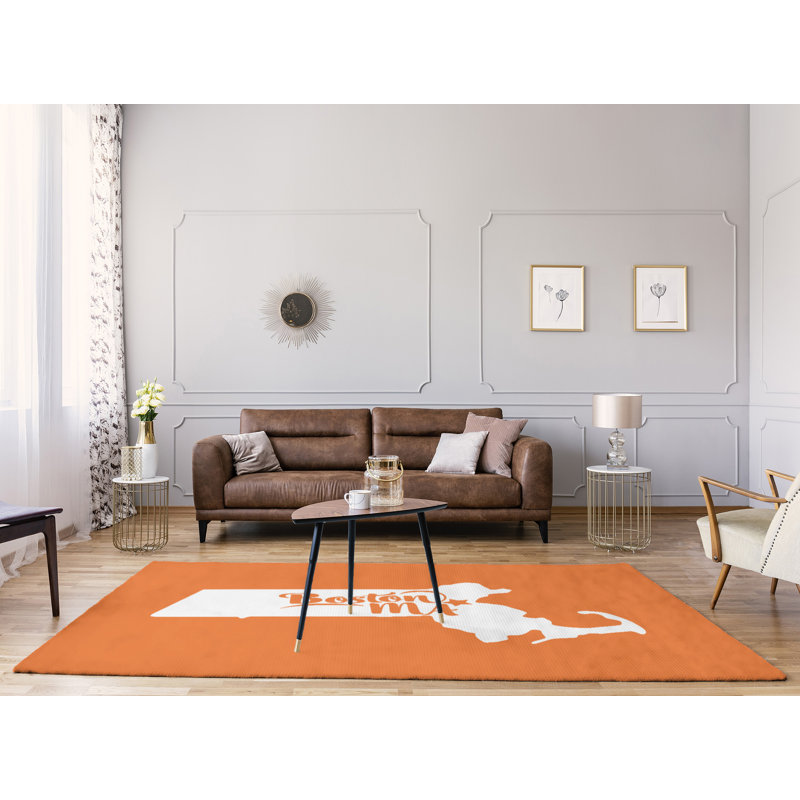 Tapis de l’aire orange en polyester boston massachusetts, Rectangle 9 pi x 12 pi