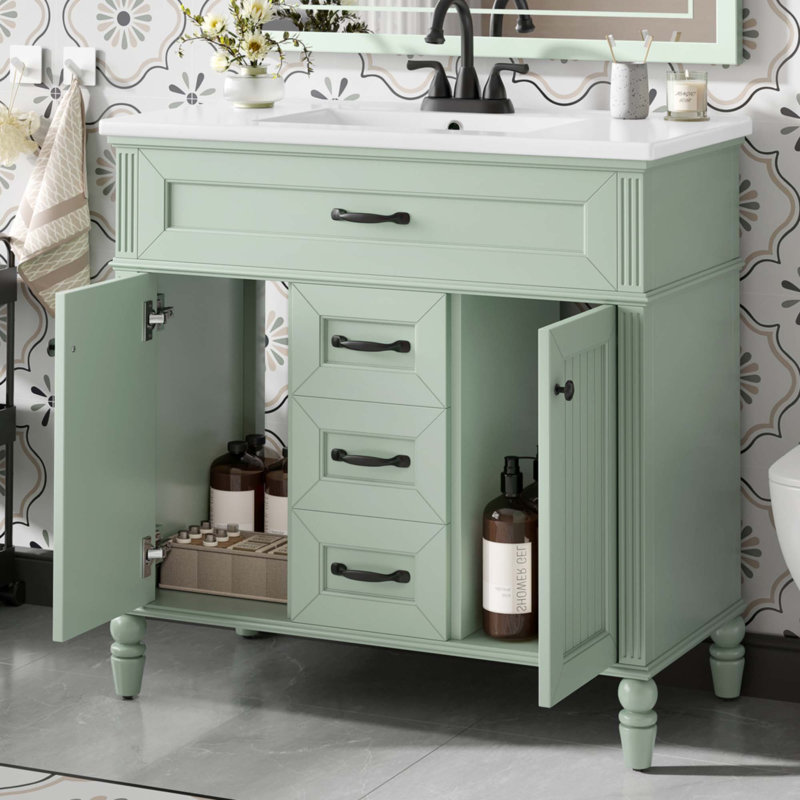 Meuble-lavabo 36 po avec lavabo, Vert