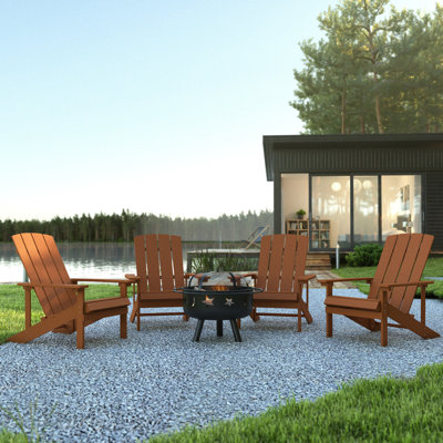 Foyer étoile et lune avec housse en filet et 4 chaises Adirondack en résine de polyester