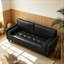 Sofa en similicuir avec coussin d'assise capitonné et pieds en bois-1270859578