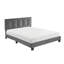 Mobilier de chambre à coucher grand lit en bois massif, revêtement en velours gris foncé, lit plateforme réglable avec tête de lit, velours, structure-579290150-579290151