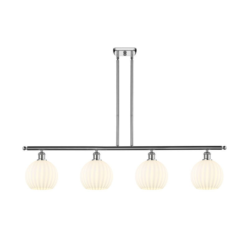 Bepler 4 - Light Steel Dimmable Kitchen Island Globe Chandelier, 11" H x 48" W x 8" D, Polished Chrome