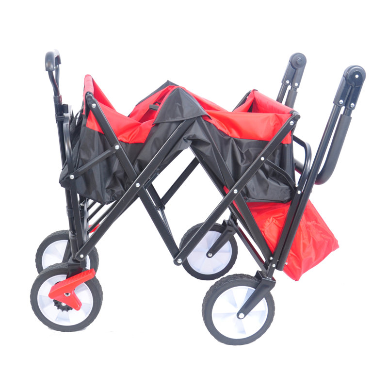Chariot utilitaire d'extérieur pliable pliable, chariot de jardin portatif pliant robuste, porte-gobelet, poignées réglables