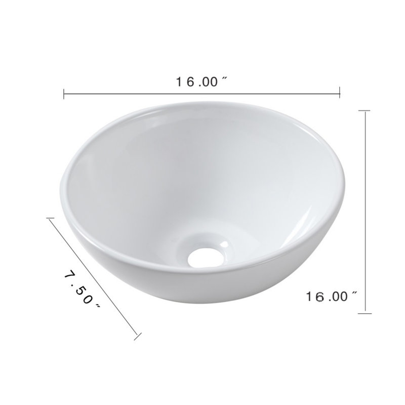 16"x16" Ceramic Circular Vessel Bathroom Sink