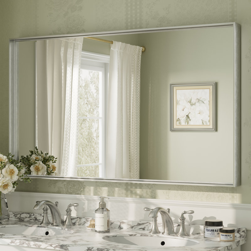 Miroir mural Aevar, 51 po x 30 po, Argent brossé