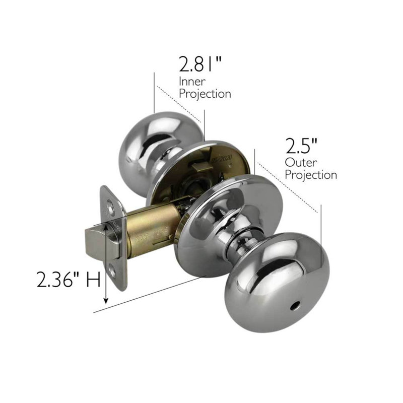 Cambridge Privacy Bed/Bath Door Knob, Polished Chrome
