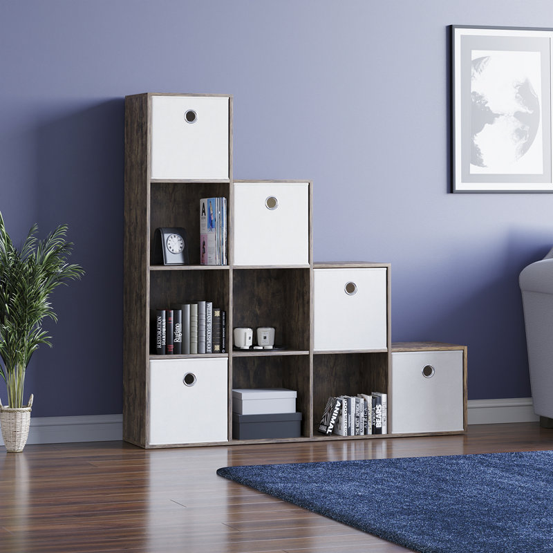 Hiltonia 128cm H x 128cm W Bookcase, Dark Wood/White