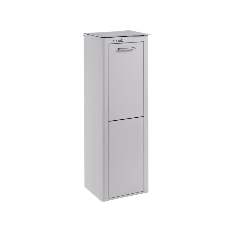 10 Gallon Modern Trash Can with Recycling Bin Combo Dual Compartment Indoor Composting Bin - Grey