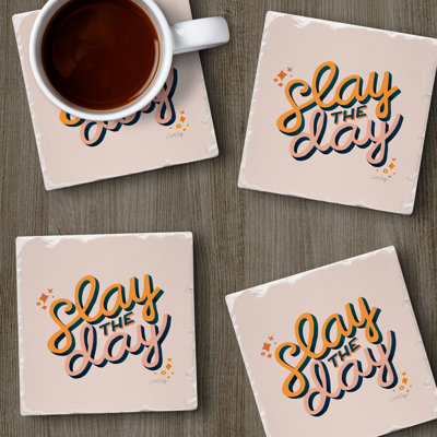 Thirstystone Slay The Day 4-Pack Tumbled Tile Coasters