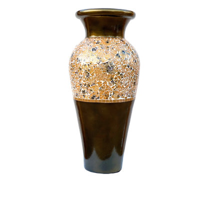 Bodey Golden/Dandelion/Brass Mosaic Terracotta Floor Vase