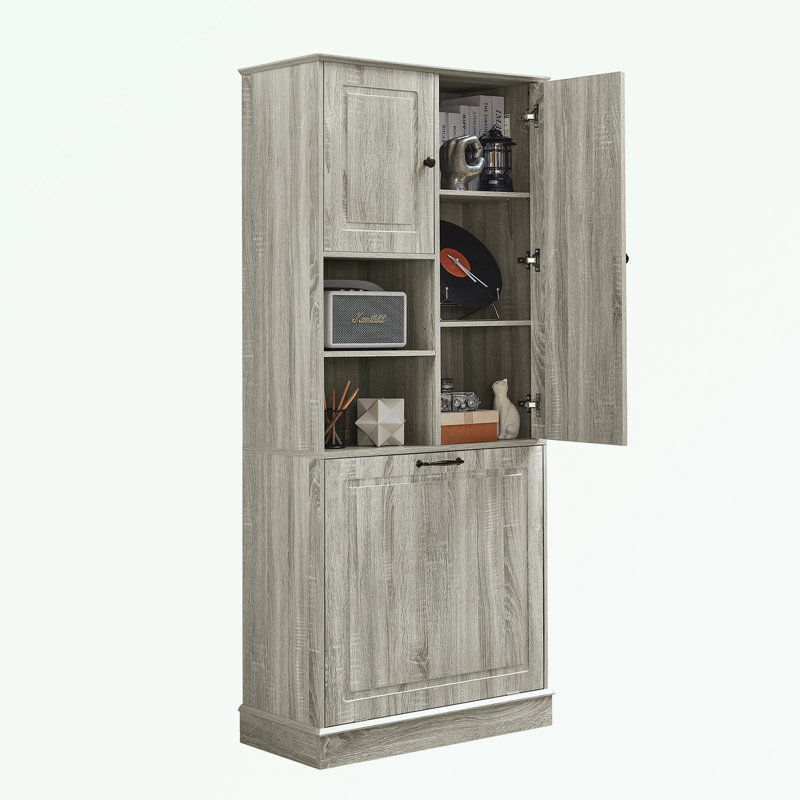 Grande armoire de rangement avec tablettes réglables, Gris