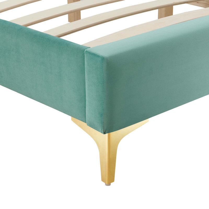 Sutton Performance Velvet Bed Frame, Mint, Queen