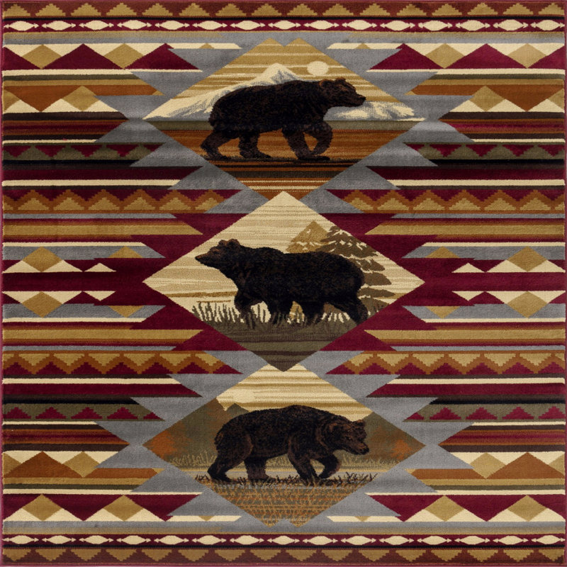 Lodge Style Style Area Rug, Rectangle 2' x 3'