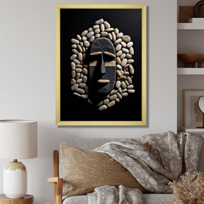 Masque tribal africain noir et blanc II - reproduction sur toile