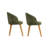 Stylish Chair Set (2 Pieces) - Green & Dark Oak | 100% Beech Tree Frame, 100% Cotton Chenille Fabric | Dimensions: 18.9 x 34.3 x 22.8 Inches | Comfortable 5 cm Foam Cushion | Perfect for Modern Living Rooms & Dining Areas-1381508748-1381508751