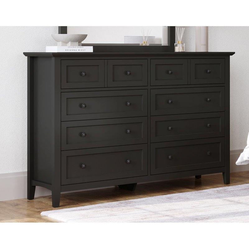 8 Drawer 152.4 W Double Dresser, Black