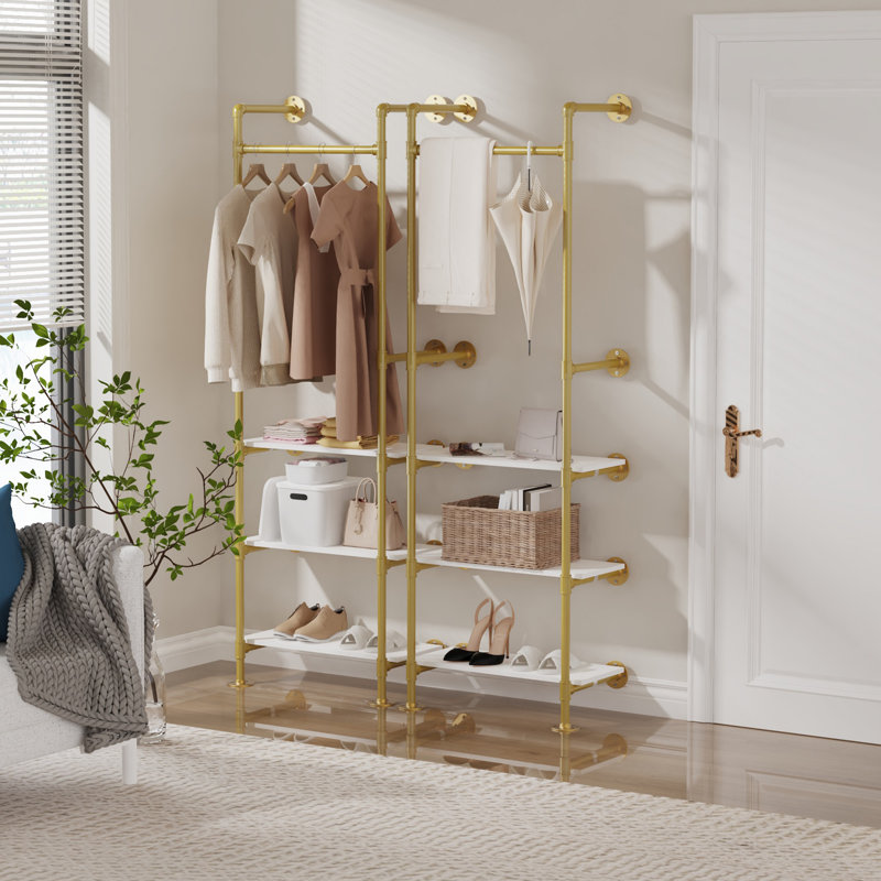 Shaylee 24'' Metal Industrial Pipe Clothing Rack