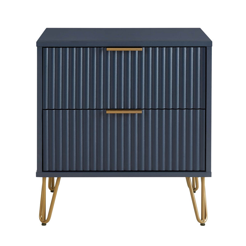 Table de chevet cannelée 20 po Dumbo (bleu minuit) Dumbo, Bleu foncé / or