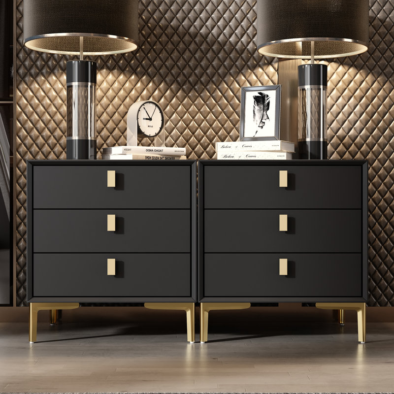 Bachelor-chest 3 tiroirs Verdiana, Noir